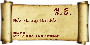 Nádassy Baldó névjegykártya